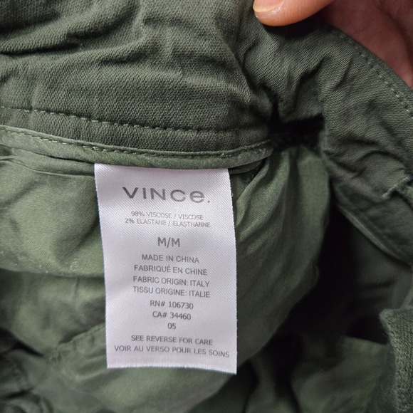 Vince Women Pants Medium Green Cropped Drawstring Pockets High Rise 22 in Inseam - Picture 10 of 12